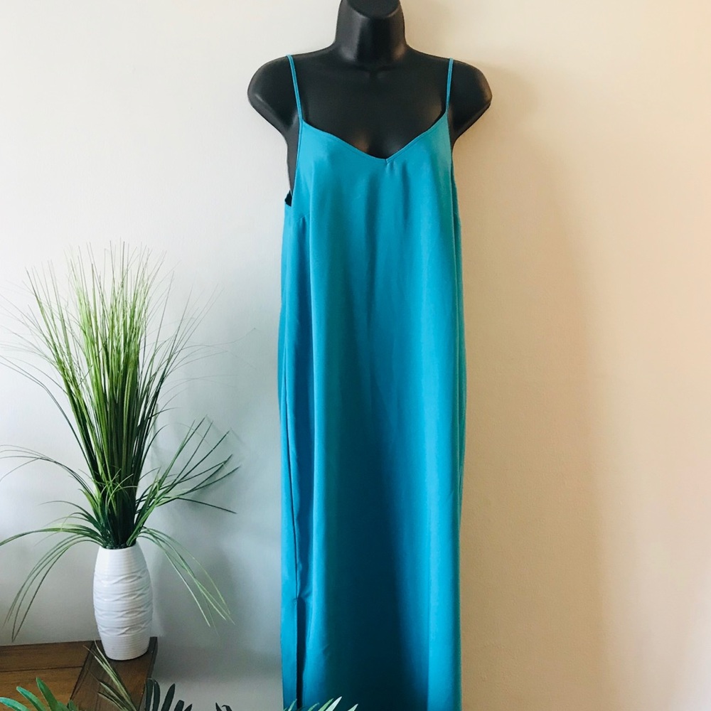 Teal Double Split Maxi Dress - image 2